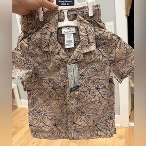 Tommy Bahama Kids 2-Piece Set – Tropical Leaf Print Shirt & Shorts (Size 4)